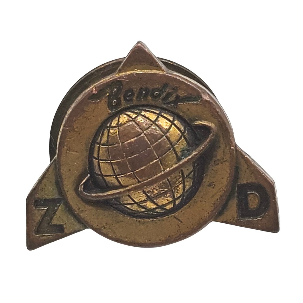 VTG Brass Tone Lapel Bendix Aircraft Co Zero Defects Employee‎ Pin Globe Award
